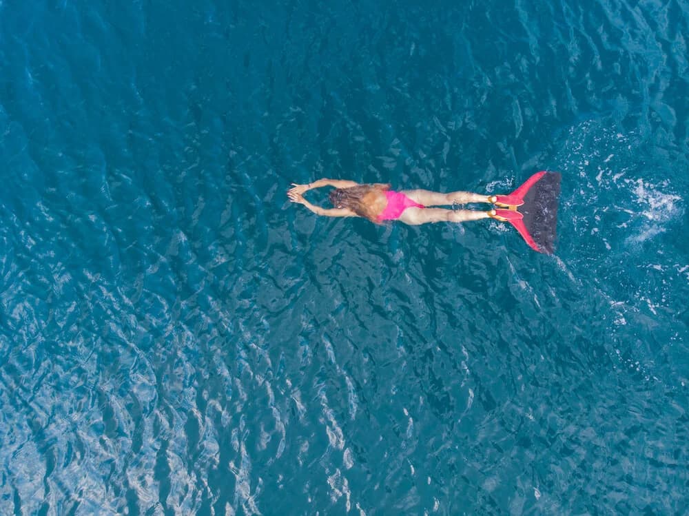 Diver shot from birdseye view